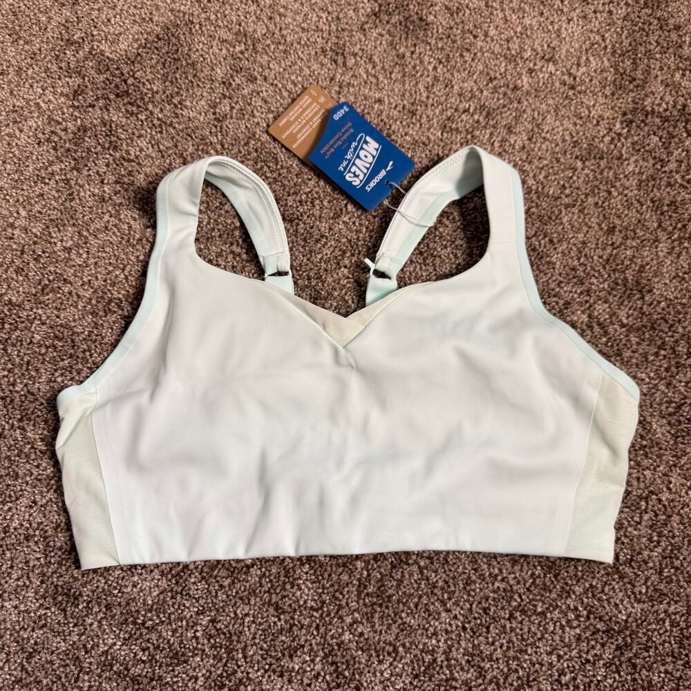 BROOKS Drive Convertible Run Bra Size 32D Vivid Blue Teal Compression Running